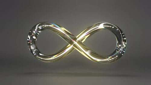 Glass Infinity Symbol with Neon Gold in Loop Animation with Alpha Channel