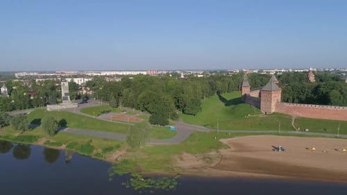 Aerial of Sophia Cathedral and Novgorod Kremlin
