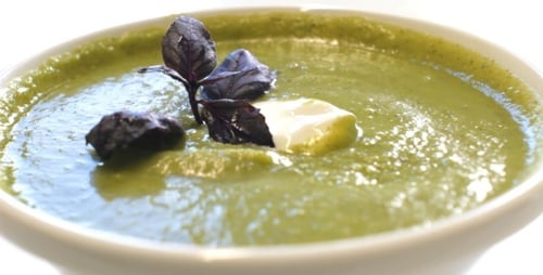 Eating Healthy Vegetarian Creme Soup in White Bowl