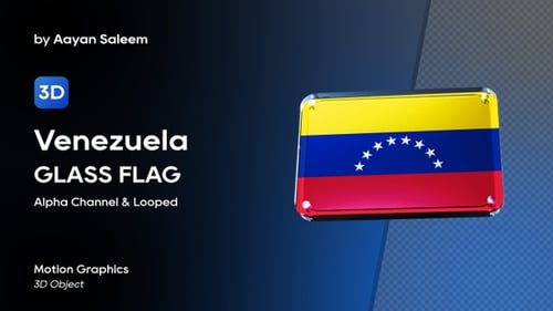 Glossy 3D Venezuela Flag Badge Rotation Animation