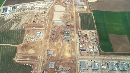 Leeres Feld auf der Baustelle, Luftbild 4