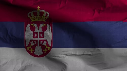 Crumpled Flag of Serbia Waving Animation