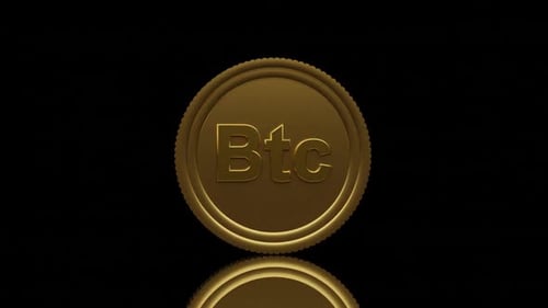 Spinning Golden Bitcoin Coin 3D Loop Animation