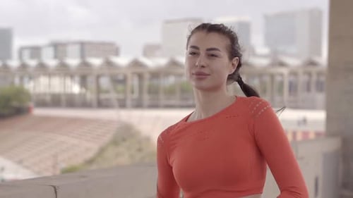 Close Up Shot of Fit Beautiful Woman Exercising Running Cardio Training Focused Female Runner