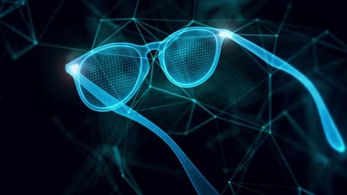 Glasses Hologram Close Up 4k