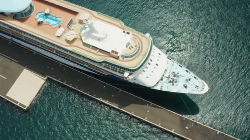 Touristic Floating Hotel Vessel with Swimming Pool By Pier