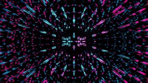 Dynamic Neon Geometric Tunnel Abstract Background Loop