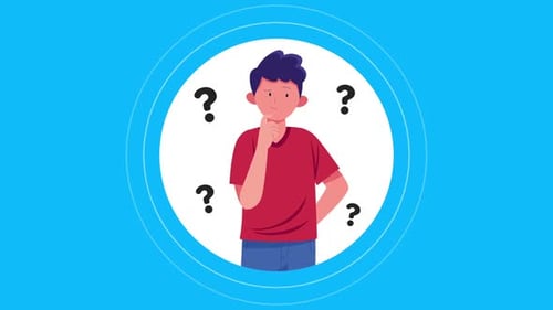Puzzled Person Thinking Surrounded by Question Marks Animation