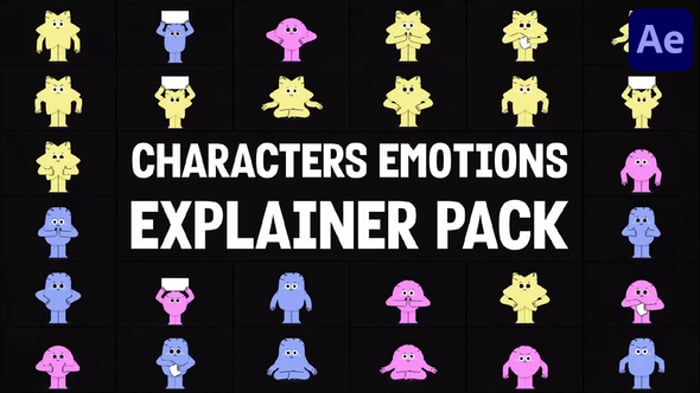 Six Character Face Rigs - After Effects template, Video Displays ft ...