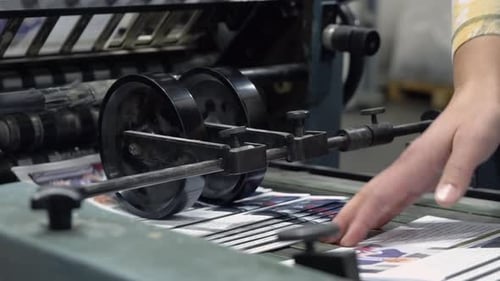 Printing Press Prints Newspaper Sheets in Factory