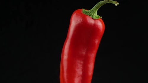 Close Up Shot of Rotating Red Pepper