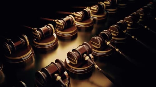 Wooden Gavels Arranged in Rows for Legal and Corporate Visuals