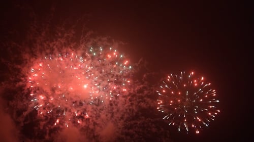 Vibrant Fireworks Exploding at Night Celebration
