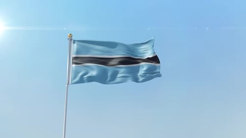 Realistic Waving Flag of Botswana on Blue Sky