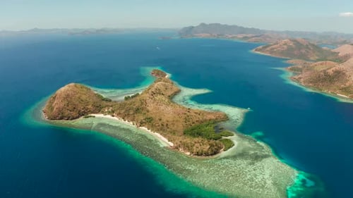 Tropical Island with Sandy Beach Philippines Palawan