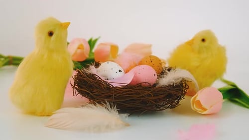 Festive Easter Eggs and Chicks Decoration