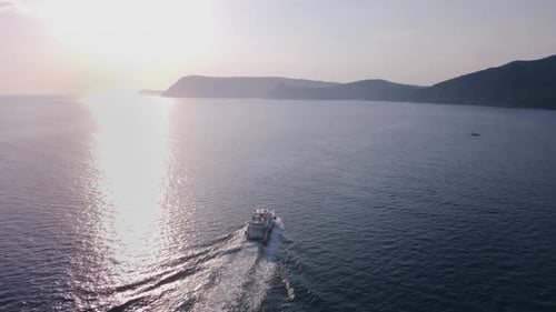 White Luxury Yacht Sails on the Ocean