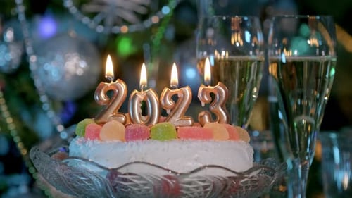 Festive New Year's Cake with 2023 Candles