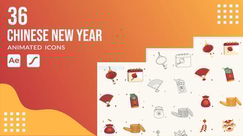 36 Chinese New Year Animated Icons | After Effects Template & Lottie Animation