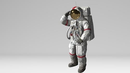 3D Astronaut Character Saluting and Pointing Space Animation
