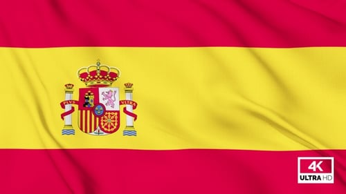 Waving Spanish Flag Animation with Realistic Fabric Movement