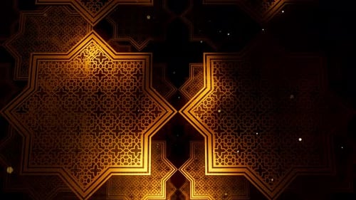 Golden Islamic Geometric Pattern Looping Background for Ramadan and Eid