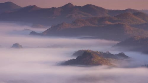 Aerial view Beautiful of morning scenery Golden light sunrise.