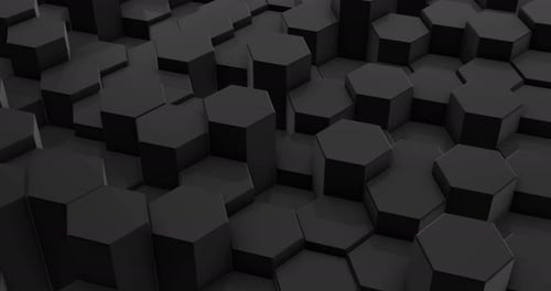 Animated Black Hexagons Abstract 3D Geometric Background