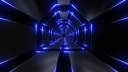 Futuristic Neon Light Grid Tunnel Loop Background