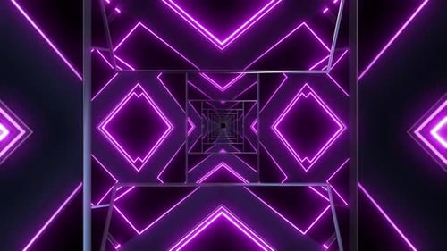 Futuristic Neon Geometric Tunnel Loop Background