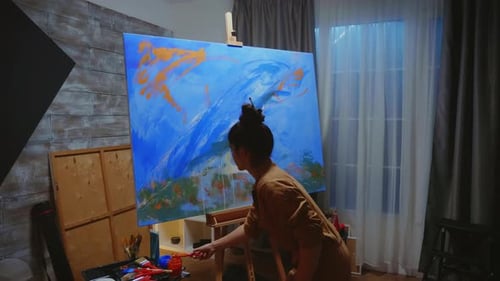 Oil Painting in Art Studio
