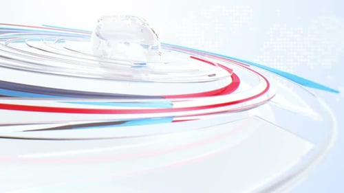 3D Global News Broadcast Background with Rotating Rings