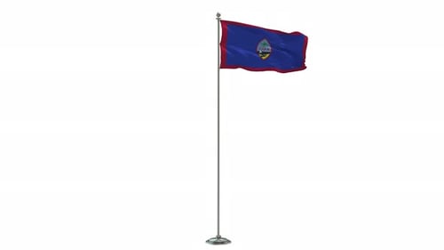 Realistic Guam Flag Waving on a Metal Flagpole