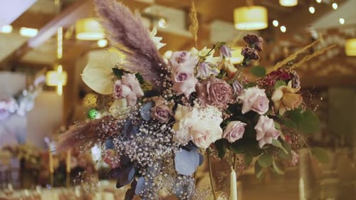 Luxurious Floral Arrangement with Roses and Pampas Grass