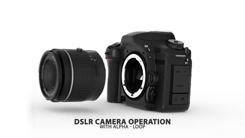 3D Animated DSLR Camera with Detachable Lens and Flip Screen