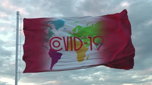 Covid19 Sign on the National Flag of Arkansas