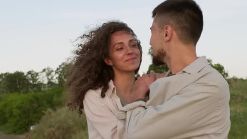 Affectionate Couple Embracing in Nature