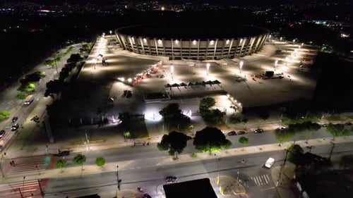 Night aerial view of historic centre of downtown Belo Horizonte Brazil