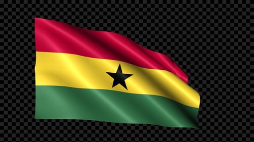 Seamless Waving Flag of Ghana with Alpha Channel