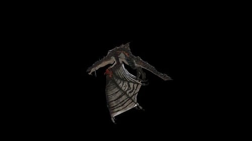3D Animated Flying Dragon Creature on Black Background