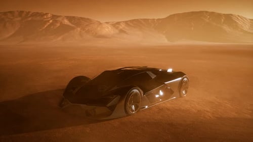 Supercar at Sunset in Desert