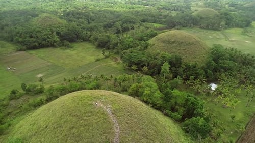 Vue aérienne du complexe Chocolate Hills, Batuan, Philippines.
