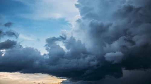 Dramatic Time-Lapse of Shifting, Grey Cumulus Clouds
