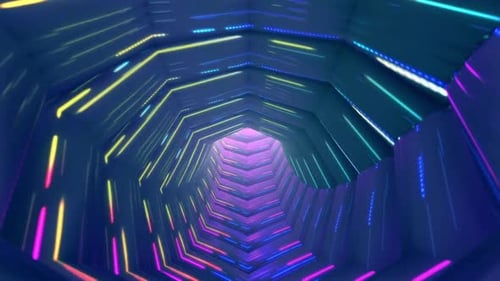 Colourful Neon Cyberpunk VJ Tunnel Loop Motion Background Animation