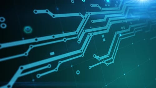 Animated Futuristic Circuit Board Digital Data Network Background