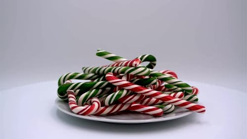 Festive Candy Canes on White Plate