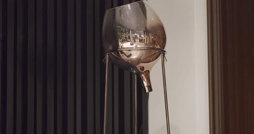 Modern Brass Standing Lamp in Interior Setting