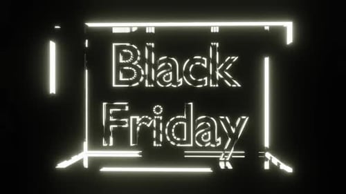 Rotating Black Friday Neon Text Logo Reveal Animation