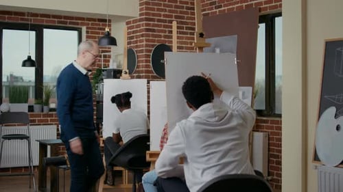 Art Class Students Drawing in a Studio