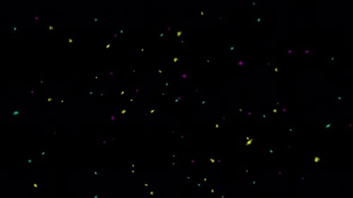 Pink, Yellow And Pink Confetti Falling On A Black Background, Alpha Channel